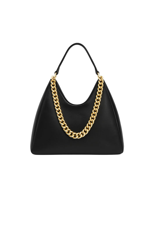 Tribeca Chain Leather Bag - Black