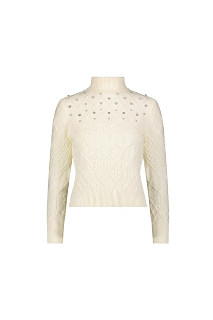 Cara Crystal Sweater - Pearl