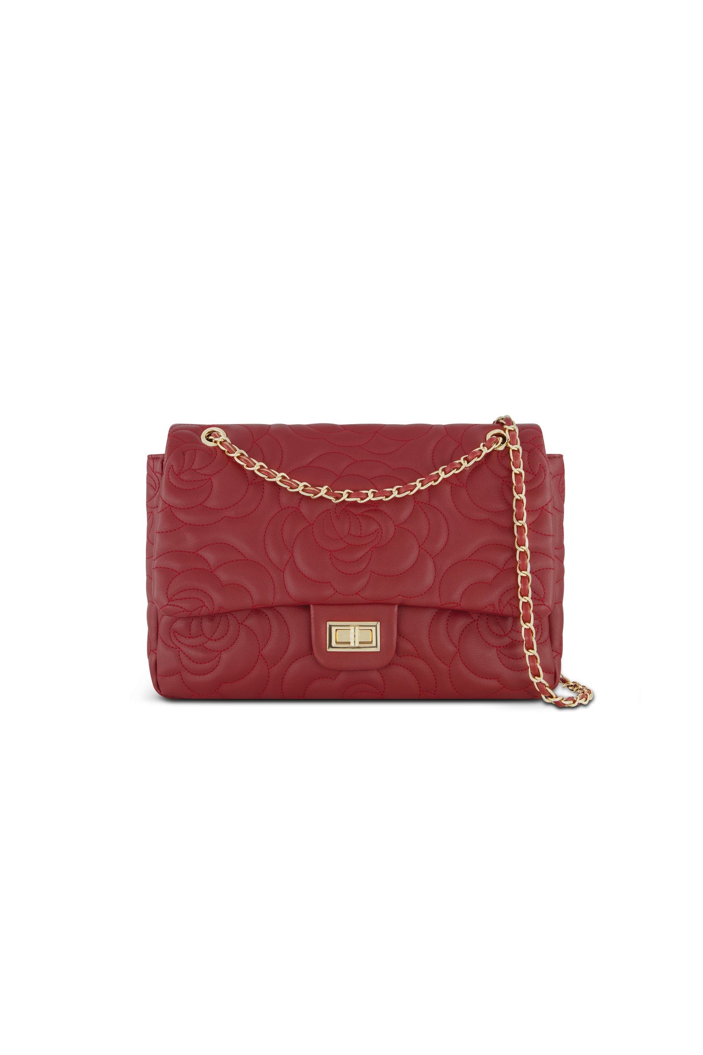 Alessia Rose Embossed Leather Bag - Merlot