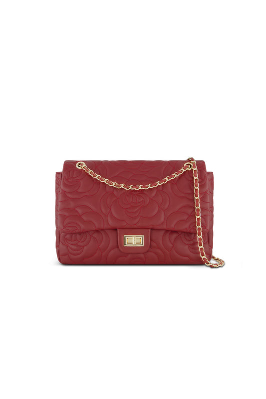 Alessia Rose Embossed Leather Bag - Merlot