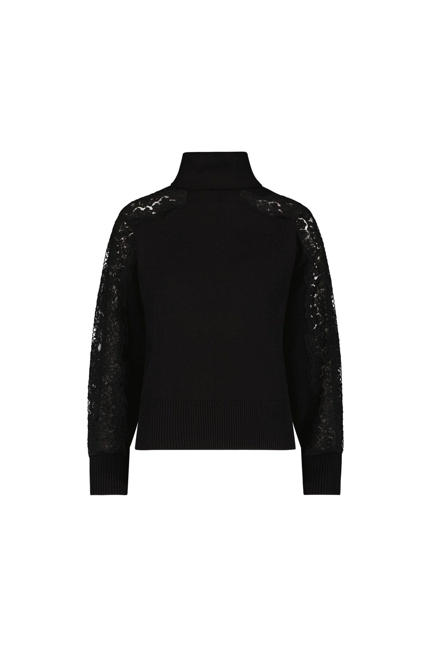 Camille Lace Turtleneck Sweater - Black