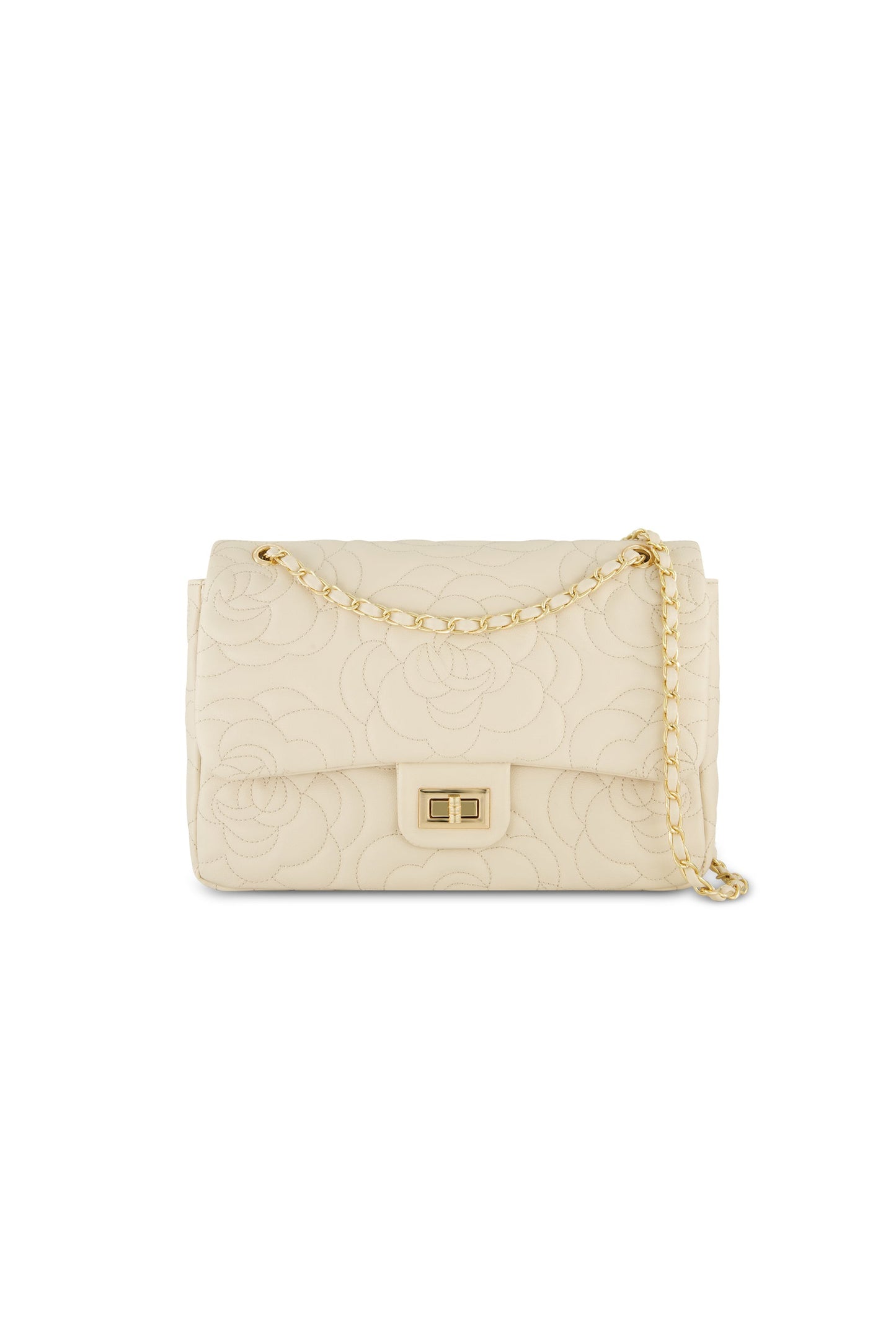 Alessia Rose Embossed Leather Bag - Pearl