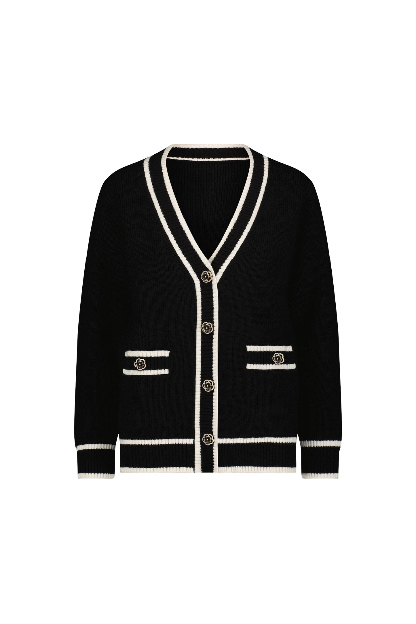 Devin Rose Contrast Cardigan - Black