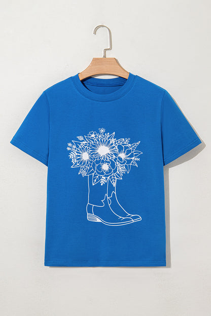 Threaded Pear Sunflower Boots Western Fashion Tee