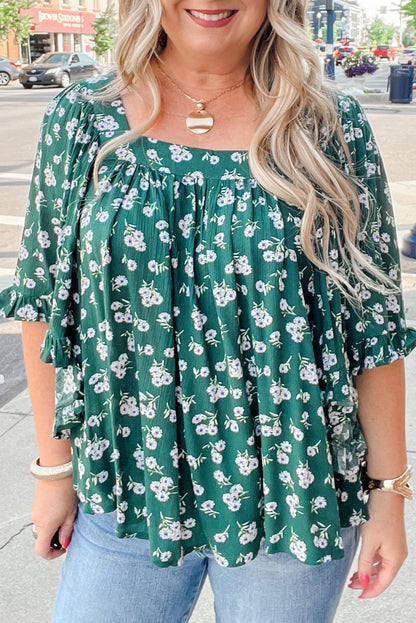 Threaded Pear Adelynn Square Ruffled Trim PLUS Blouse