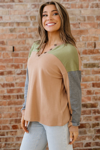 Threaded Pear Amirah Drop Shoulder Henley Top