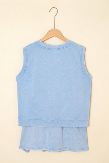 Threaded Pear Aria 2 Pieces Mineral Wash Cotton Tank Top Lined Split Skirt Set
