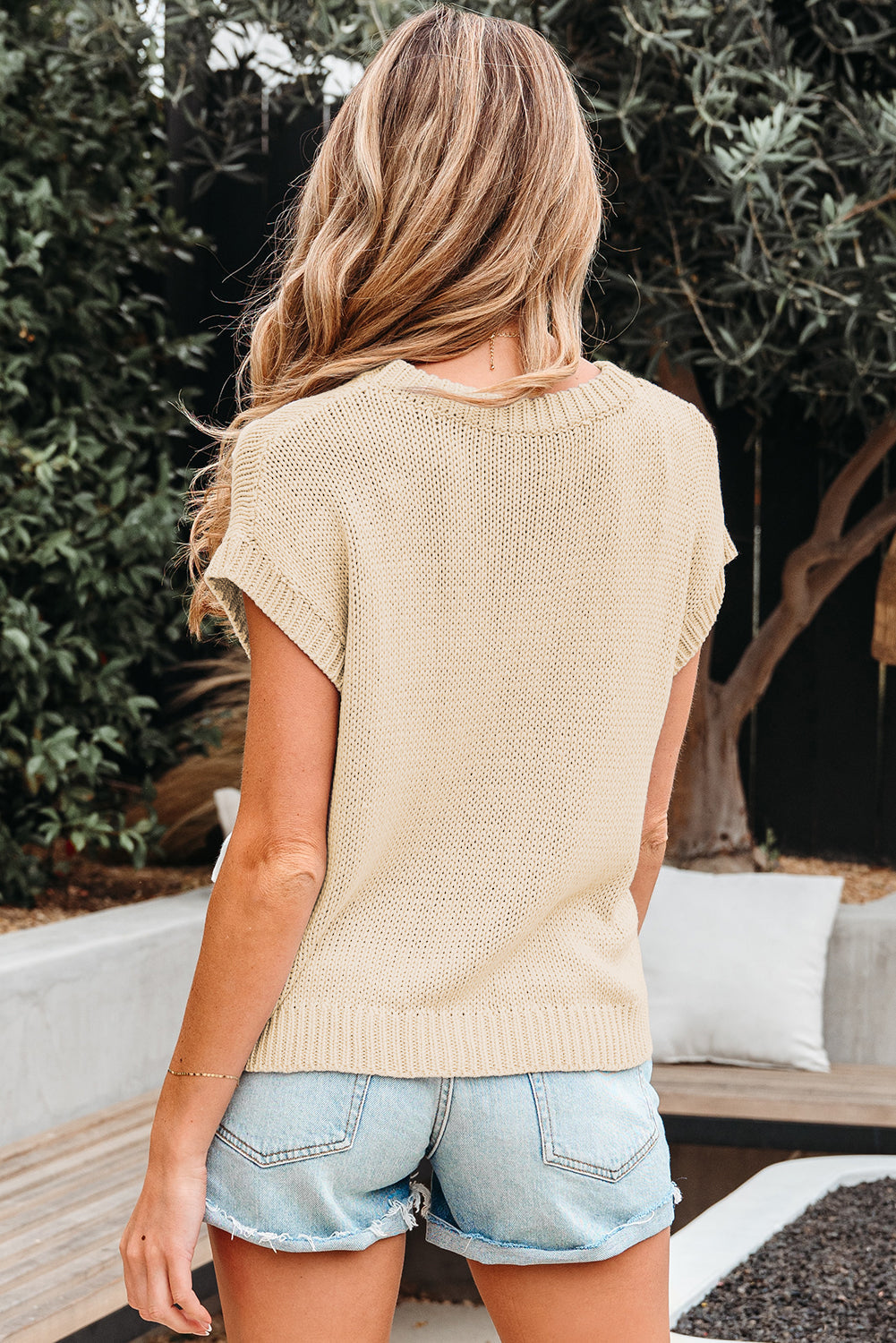 Threaded Pear Giselle applique Cap Sleeve Sweater
