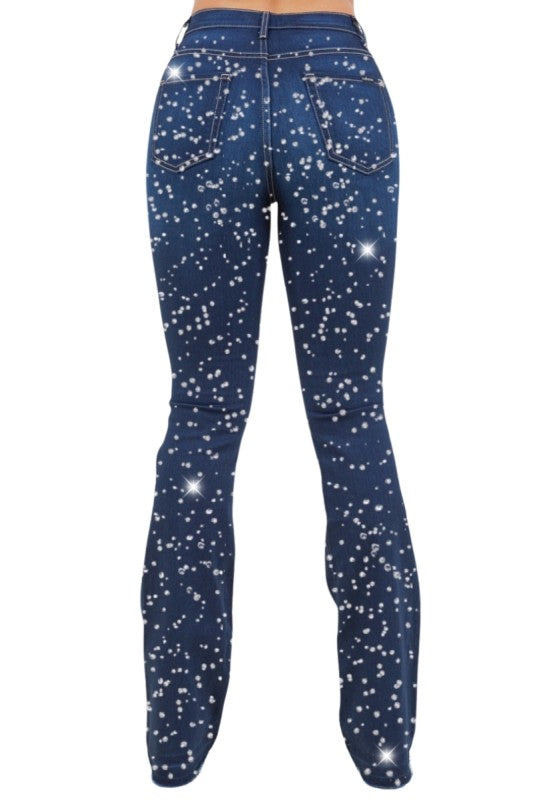 GJG Denim |Galaxy Glow Rhinestone Boot Cut Jean