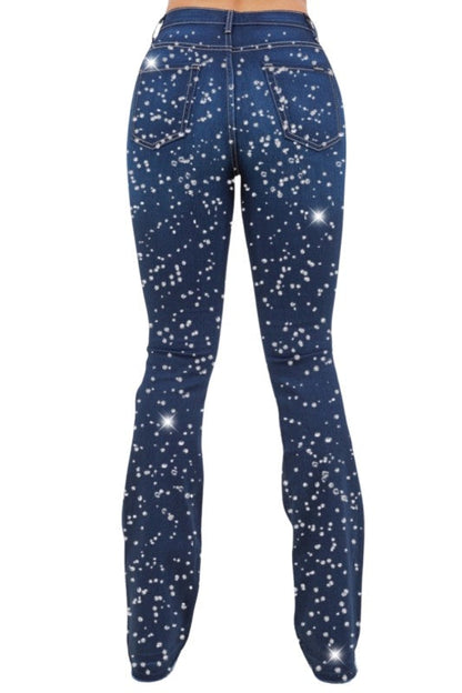 GJG Denim |Galaxy Glow Rhinestone Boot Cut Jean