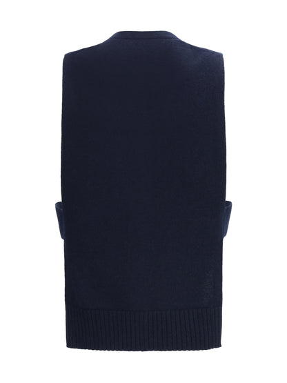 Cardigan Vest Blue Cashmere