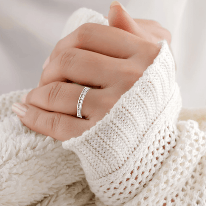14k White Gold Lab Diamond Channel Set Half Eternity Pave Ring