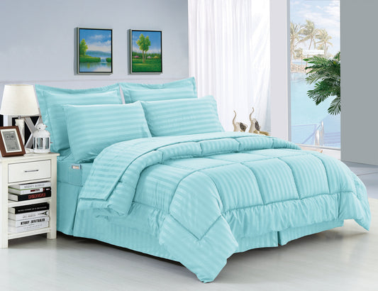 Mocassi 8 Piece Stripe Pattern Bed-in-a-Bag Comforter Set