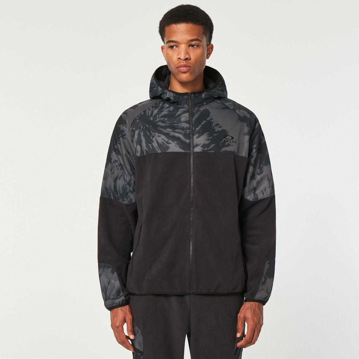 Oakley Men's Wanderlust FZ Hoodie - Black/Mountain TD Print