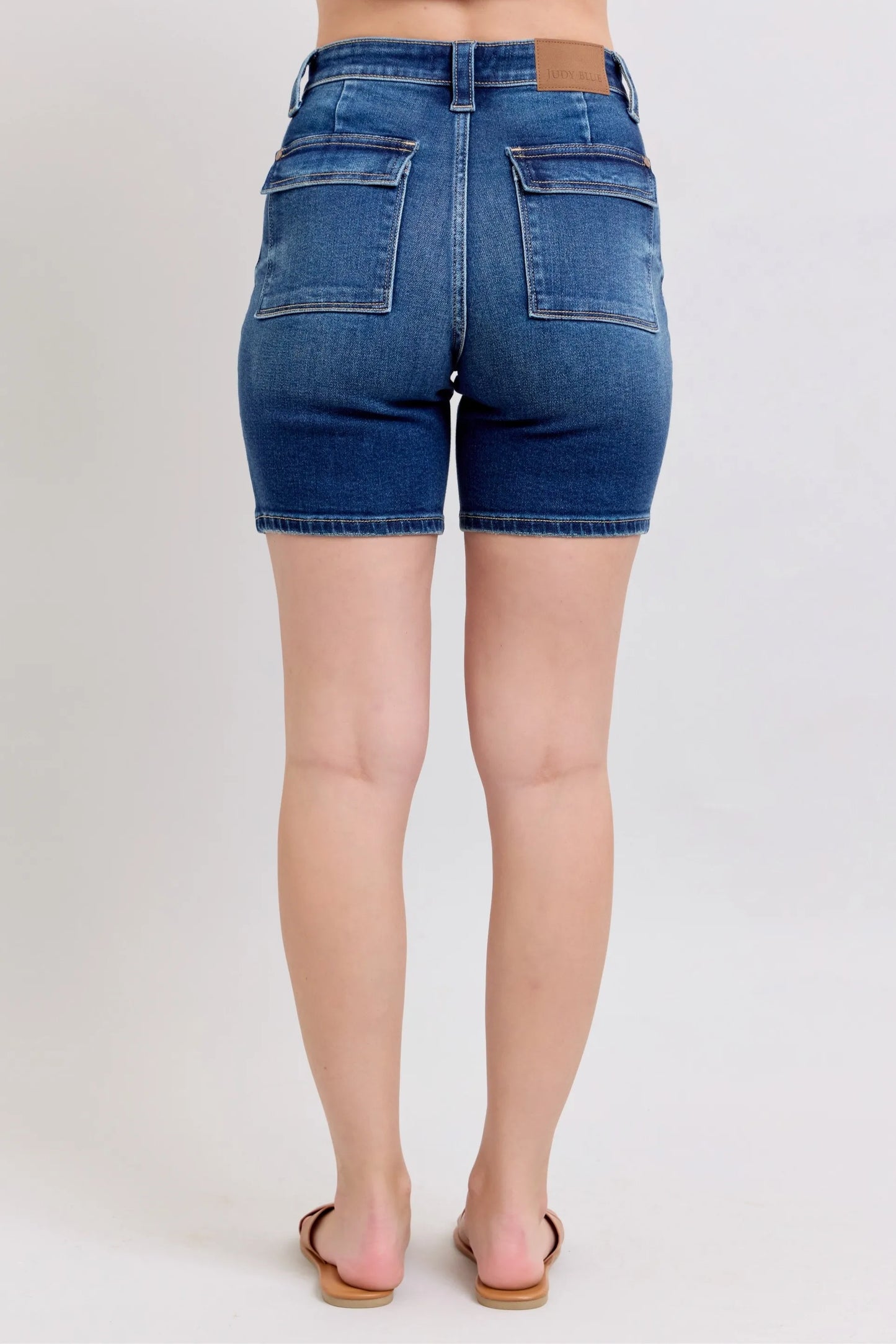 Judy Blue Full Size High Waist Bermudas Jeans W/ Back Flap Pockets Plus Size