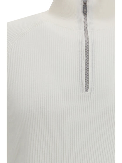 Cotton Sweater With High Neckline