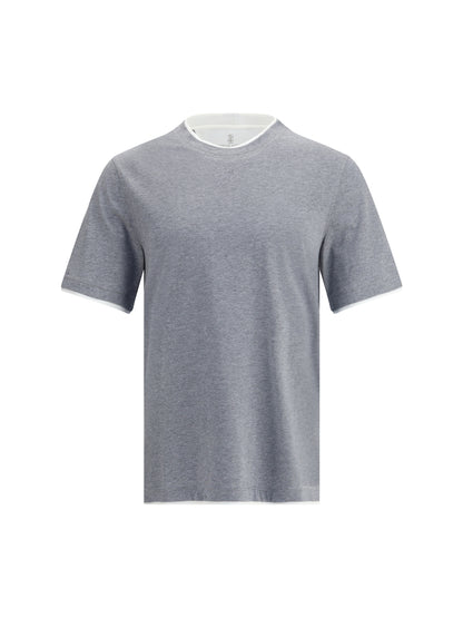 Two-Tone Double-Layer Cotton T-Shirt