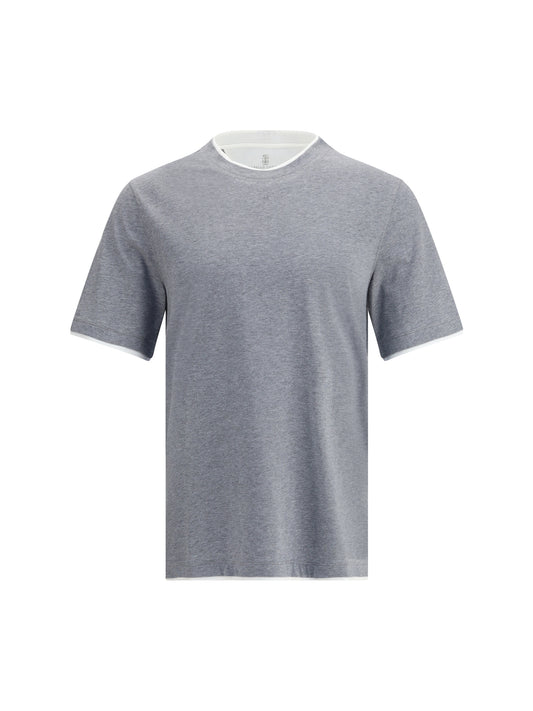 Two-Tone Double-Layer Cotton T-Shirt