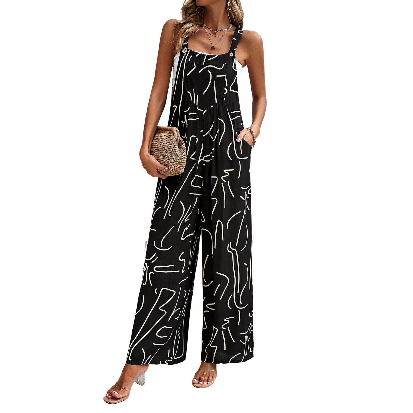 European and American Women’s Spring and Summer Elegant Printed Jumpsuit
