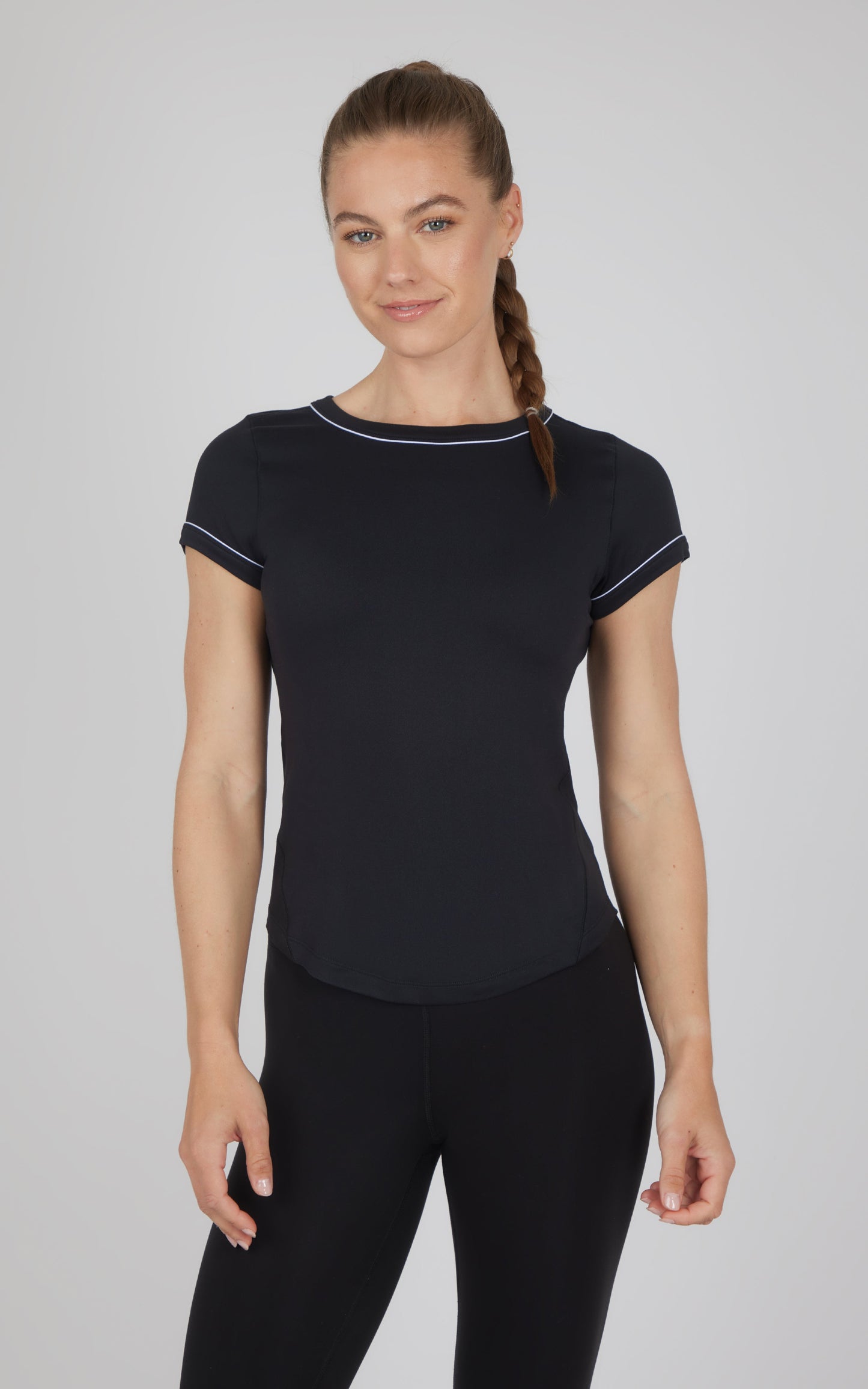 2 PK Super Soft Synergy High Crew Neck Short Sleeve Top and Crew Neck Top
