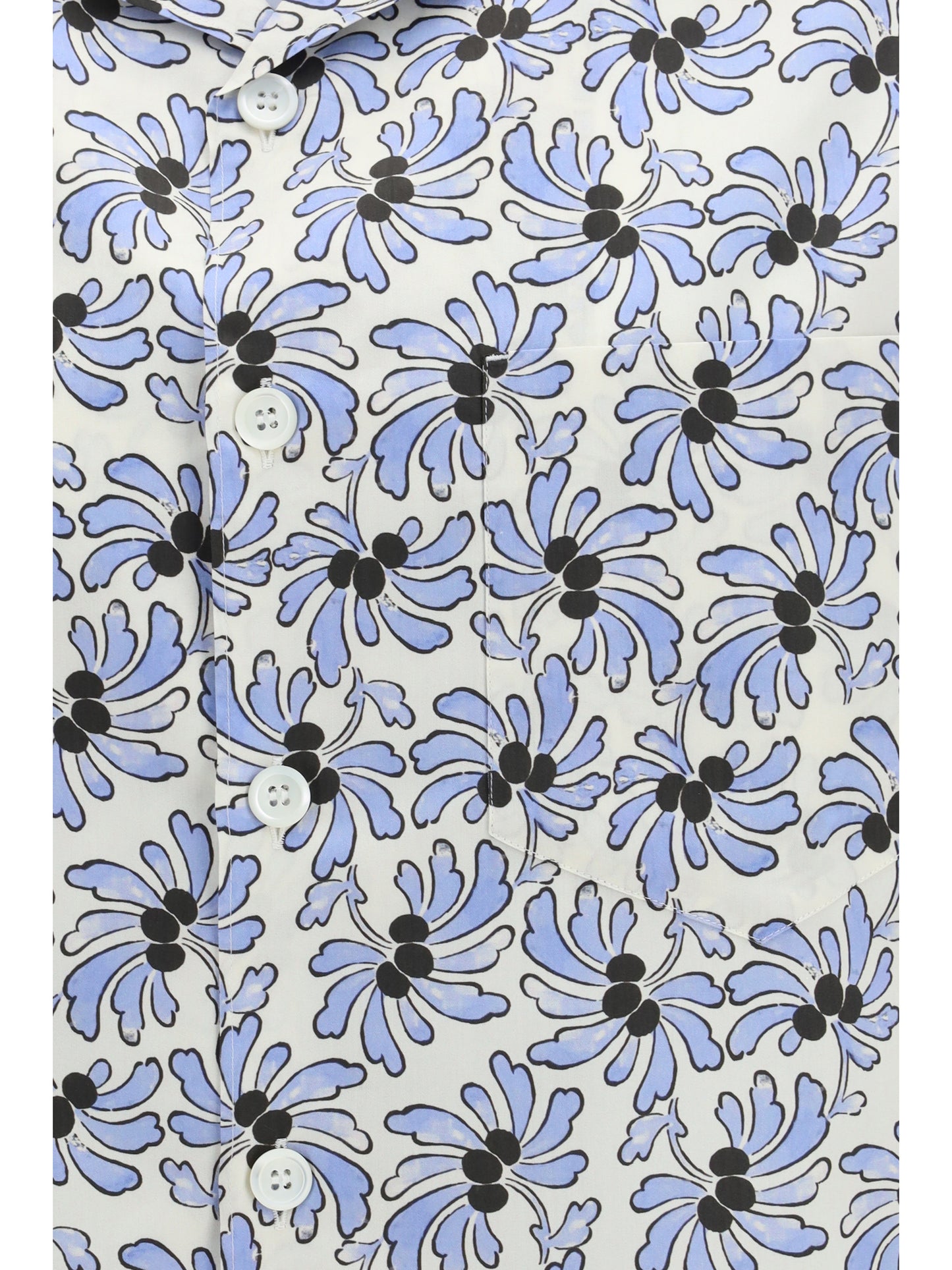 Shirt With Floral Print Ivory/Light Blue