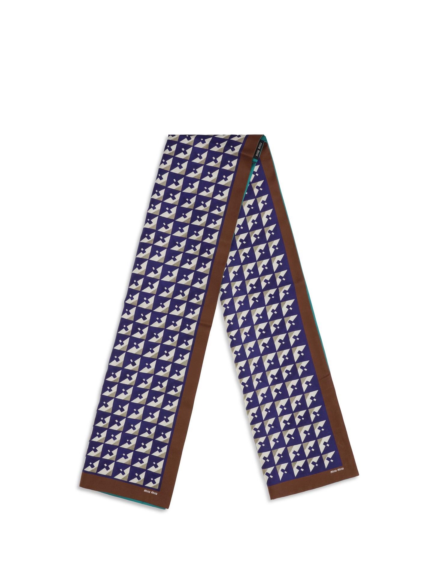 Scarf Geometric Print Silk Tobacco/Ink