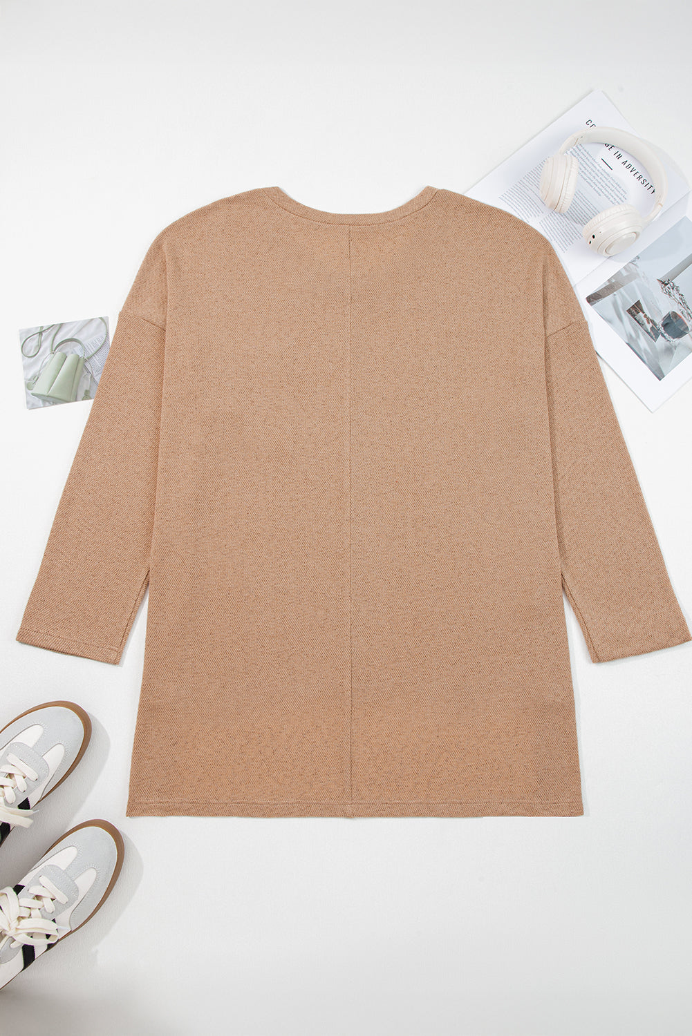 Threaded Pear Abby Shoulder Knit Tunic PLUS Top