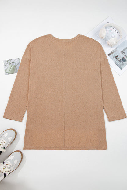 Threaded Pear Abby Shoulder Knit Tunic PLUS Top