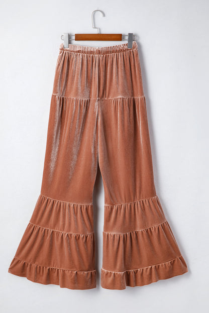 Violeta Tiered Bell Bottom Pants - Straw Yellow / L - 12/14