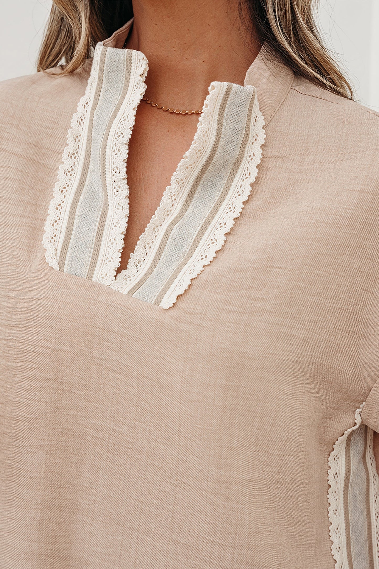 Threaded Pear Jessica Rolled Short Sleeve Blouse