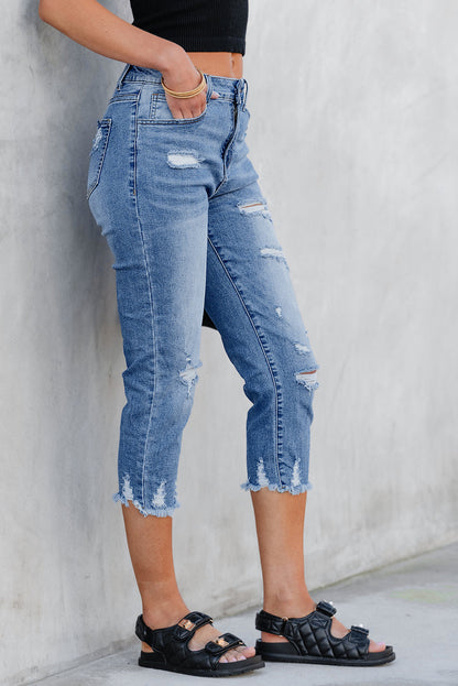 Threaded Pear Georgia Skinny Distressed Capri Jeans