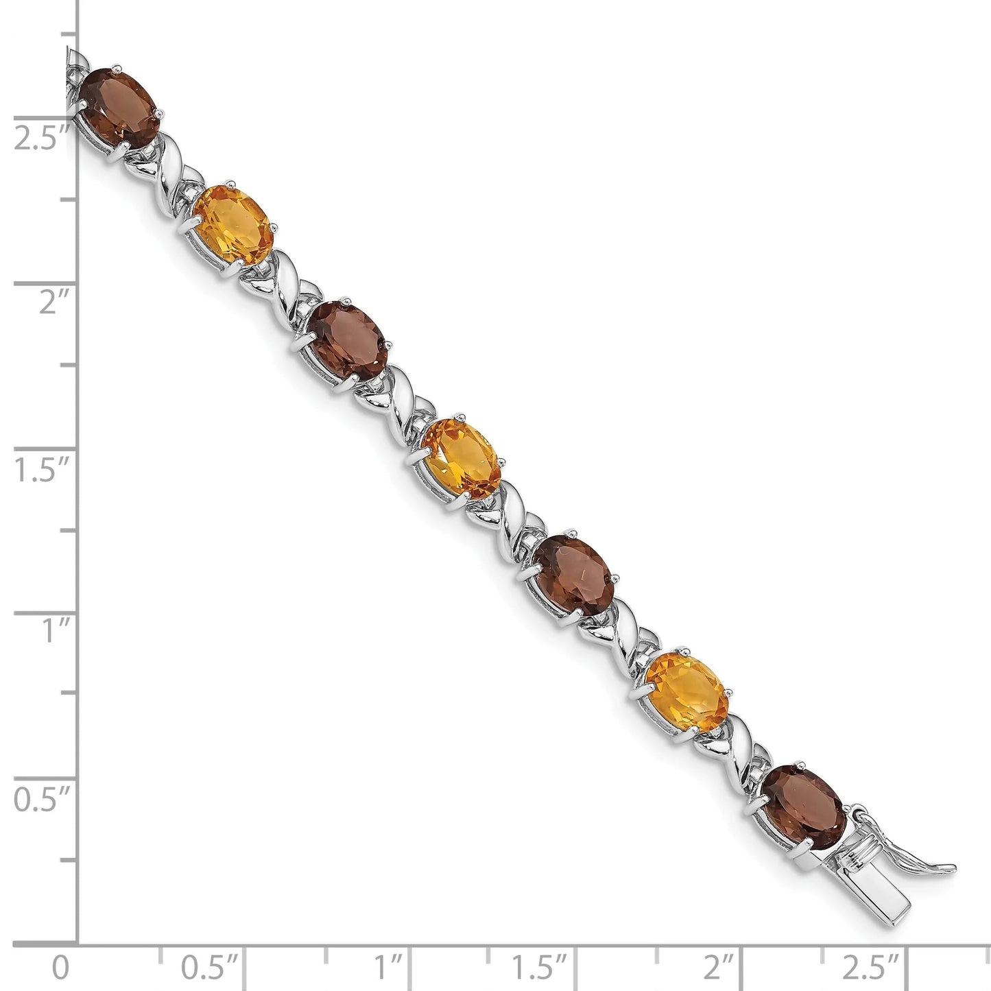 Genuine Multistone Sterling Silver Link Bracelet
