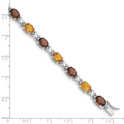 Genuine Multistone Sterling Silver Link Bracelet