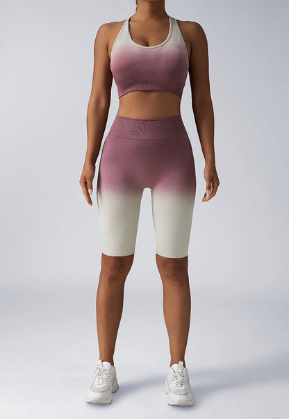 Seamless Women's Activewear Sets – 2-Piece Crop Top & High Waist Shorts/Leggings