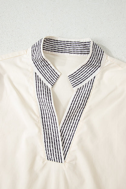 Threaded Pear Micah Sleeve Contrast Patchwork Blouse