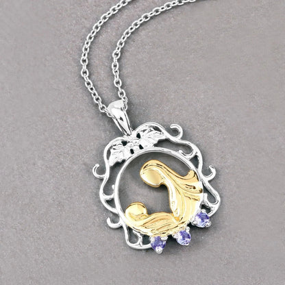 Round Violet Tanzanite Prong Silver Pendant Necklace