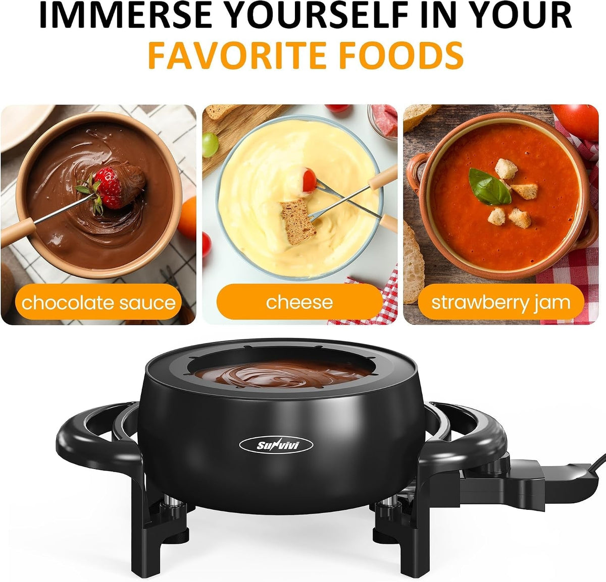 3 Quart Electric Fondue Pot Set