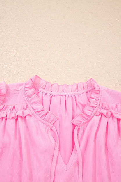 Threaded Pear Milena Ruffle Short Sleeve Plus Blouse