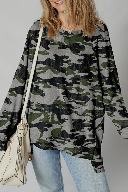 Threaded Pear Honey Patchwork Drop Shoulder Sweatshirt