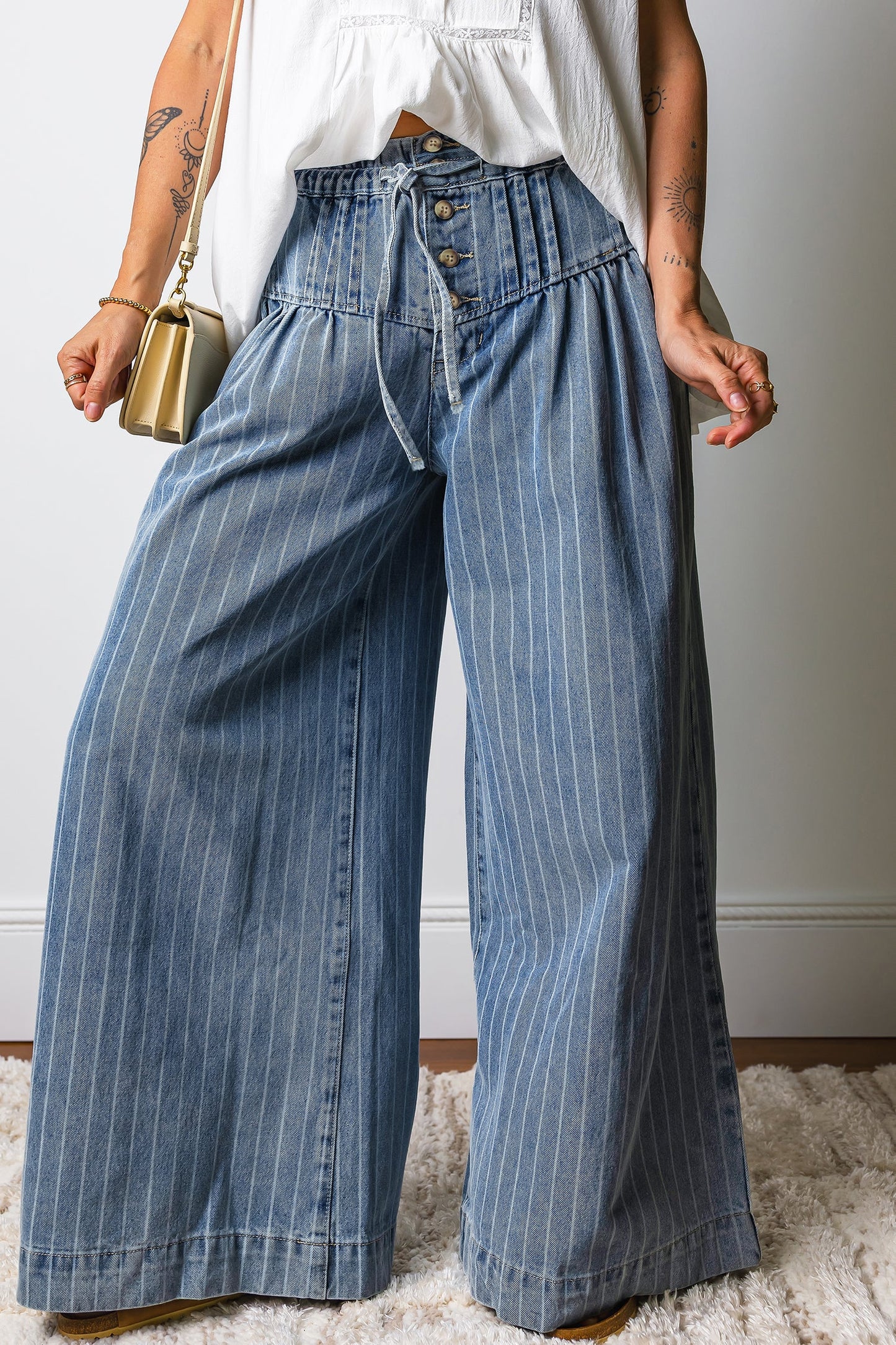 Threaded Pear Sutton Casual Wide Leg Jeans