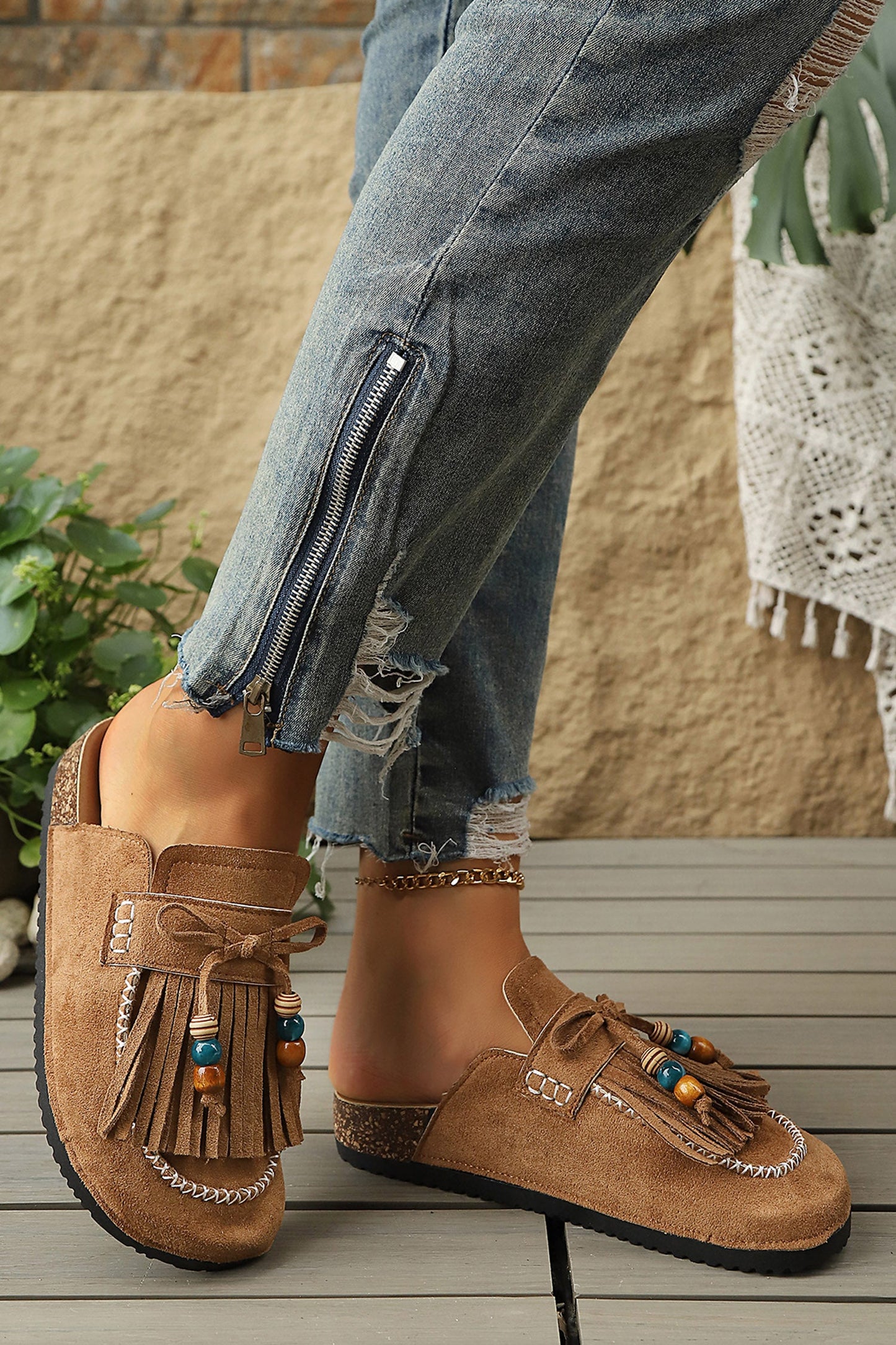 Threaded Pear Ocean Square toe Casual Slippers