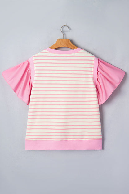 Threaded Pear Hope Short Sleeve Patchwork Blouse