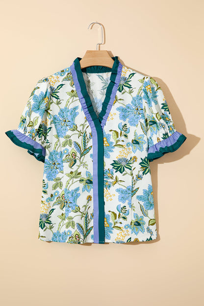 Threaded Pear Mila Trim Short Sleeve Blouse