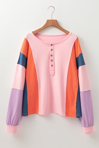 Threaded Pear Parker Sleeve Henley top Long Sleeve Top