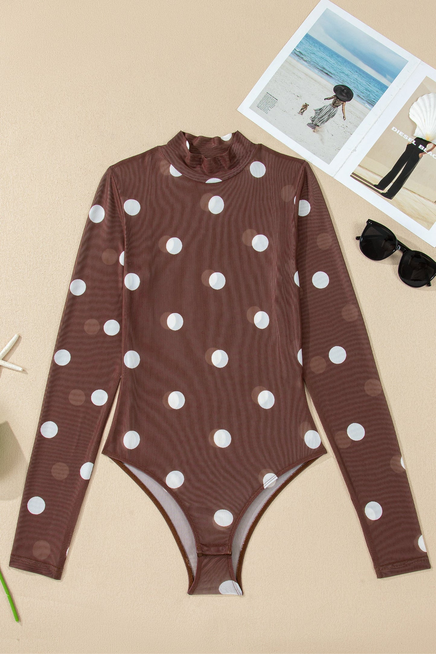 Threaded Pear Eliana Mesh Long Sleeve Bodysuit