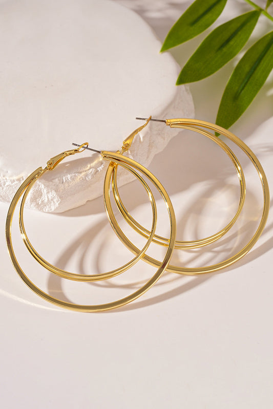 Threaded Pear Marigold Plated Double Hoop Earrings
