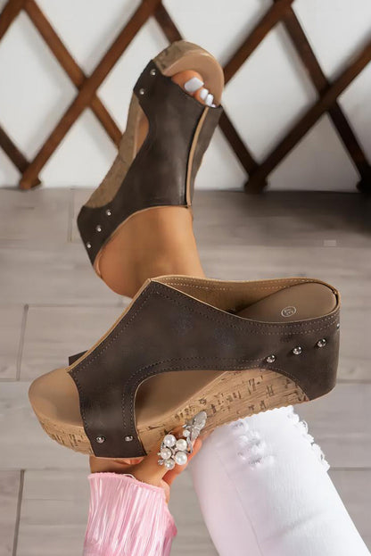 Threaded Pear Skylar Pu Leather Wedge Slippers