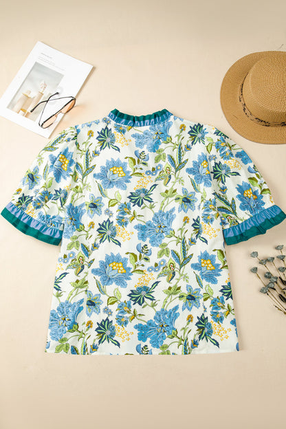 Threaded Pear Alisson Short Sleeve Floral Plus Blouse