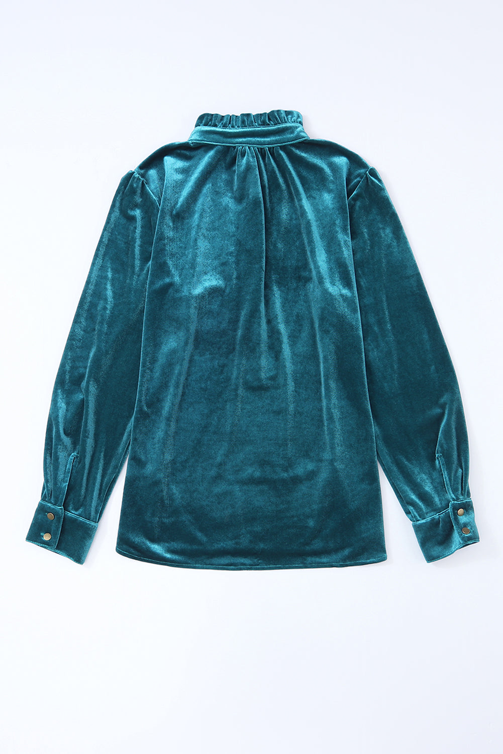 Threaded Pear Gwynn Frilled Neck Buttoned Front Velvet Top