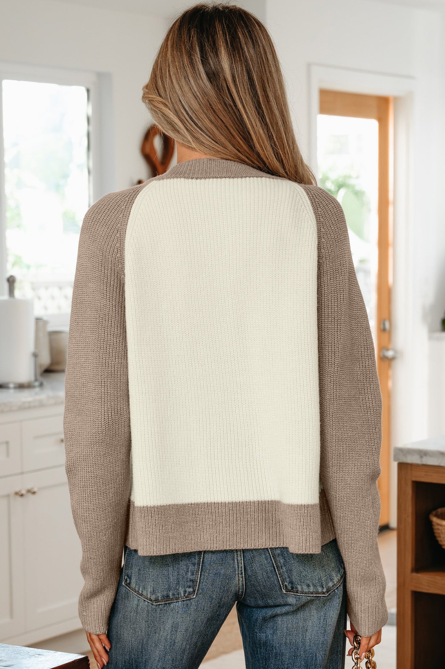 Threaded Pear Maryam Ribbed Knit Down Sweater
